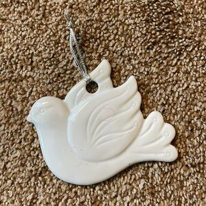 VTG White Ceramic Dove Christmas Tree Ornament (Japan)